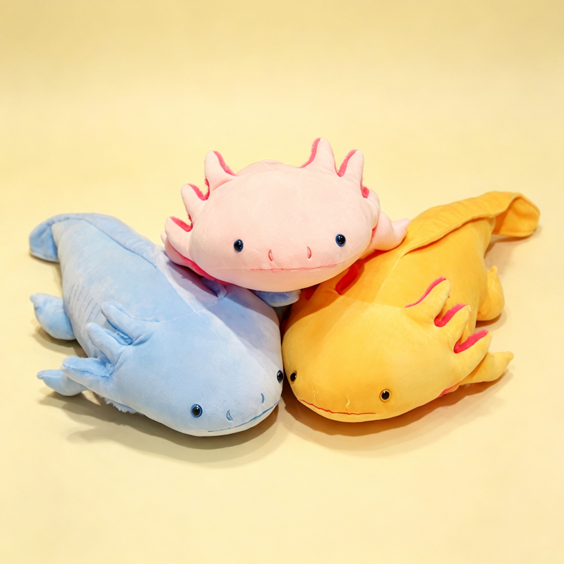 Lottie the axolotl plush toy – cute stuffed animal pink blue yellow collections by OddyPals