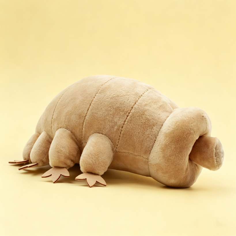 Cute tardigrade plush toy side view – soft weird stuffed animal 