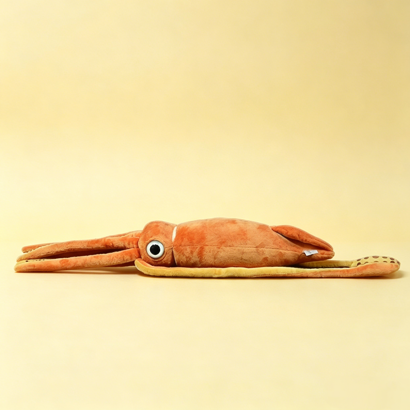Giant squid stuffed animal side view – soft weird plush OddyPals