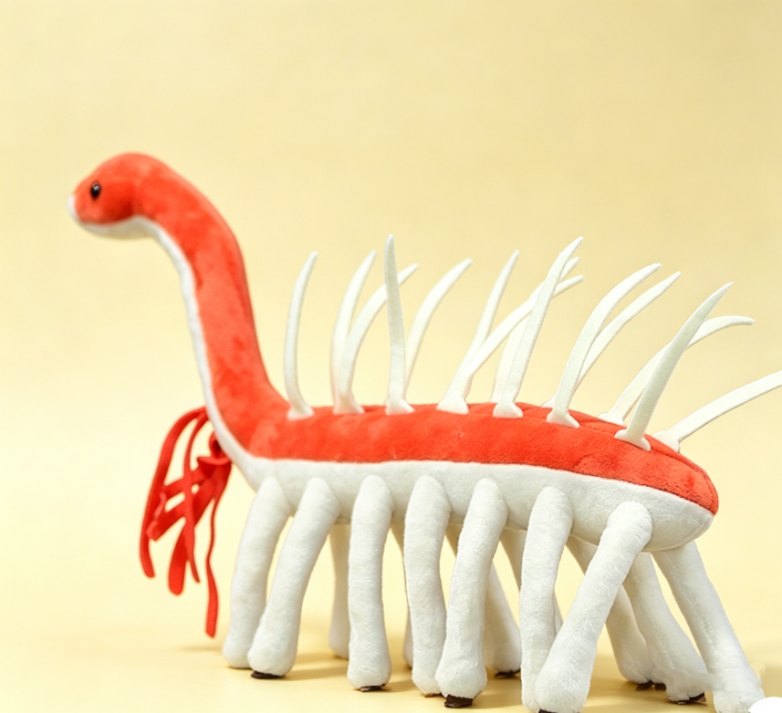 Hallucigenia stuffed animal back view – soft weird plush toy OddyPals