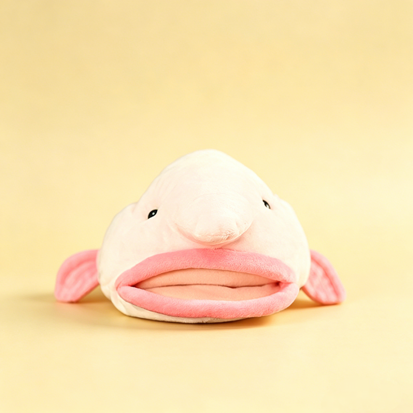 Pink blobfish stuffed animal front view – soft plush toy
